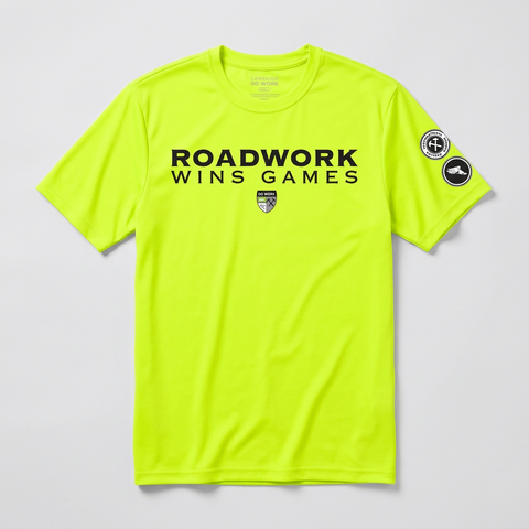 Roadwork Wins Games High Vis Yellow Short Sleeve Tee